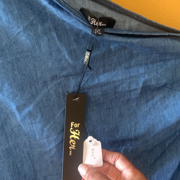 For Her NYC Women half Shoulder Blouse size1XL new color Blue - Picture 2 of 4